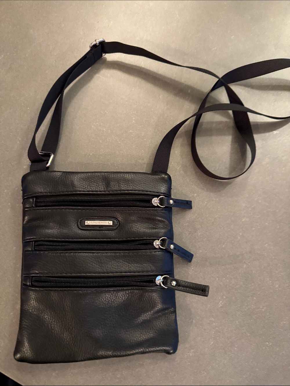 Stone & Co. Black Triple-Zip Crossbody Organizer